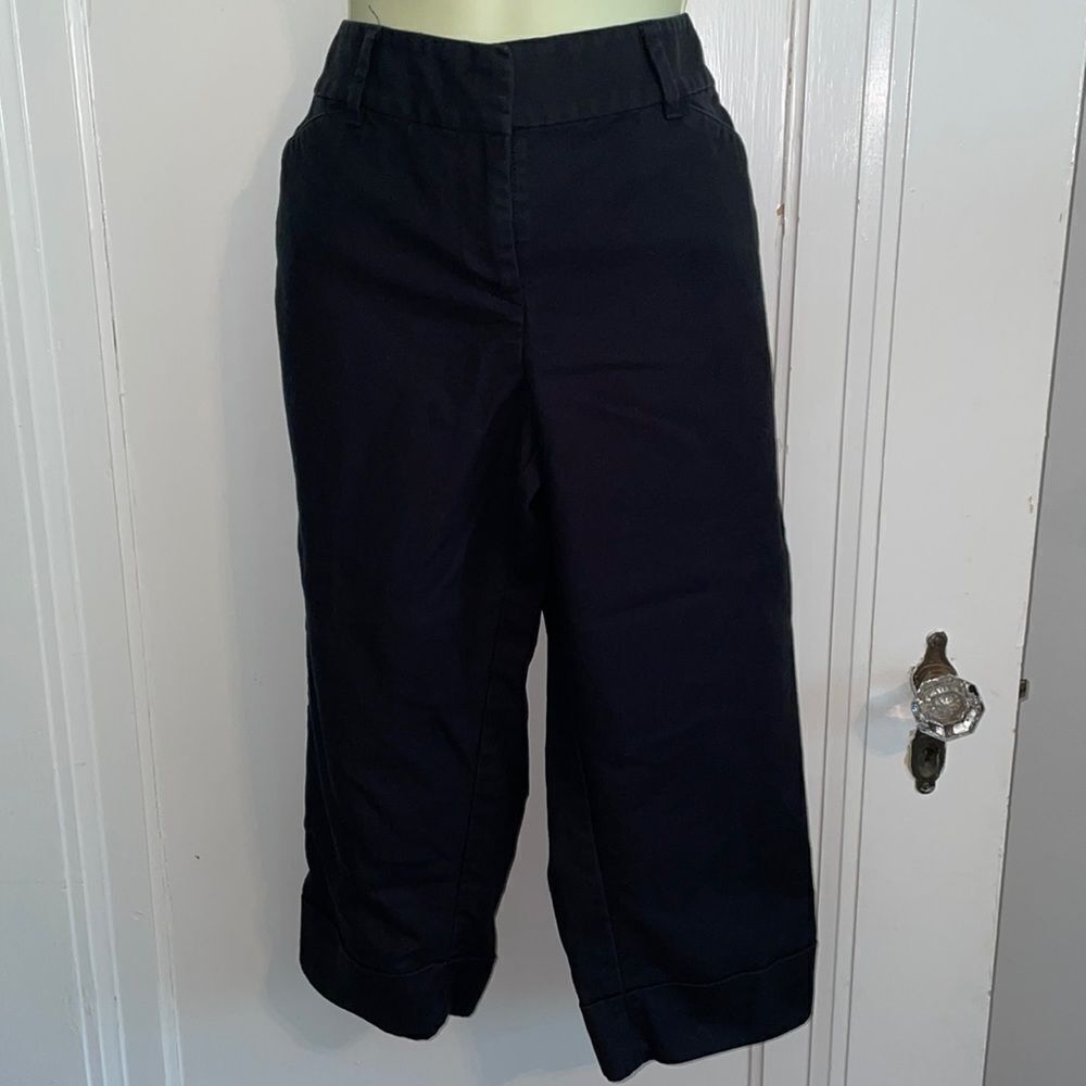 Ann Taylor Petite black “Signature” black cotton/spandex Capri pants